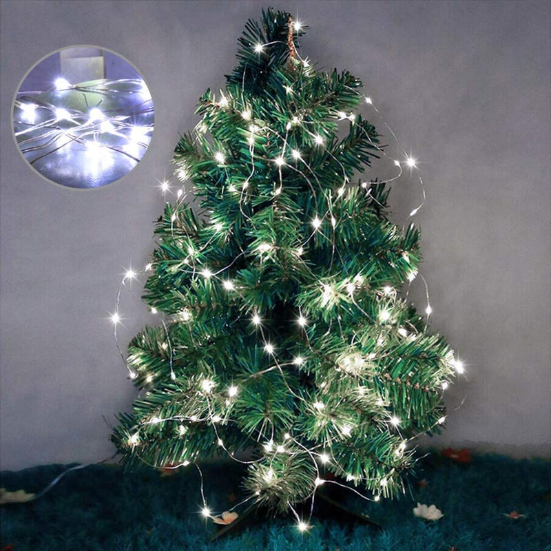 woohaha Solar String Lights, 2 Pack 100 LED Copper Wire Lights, Waterproof Fairy Decoration Starry String Lights - 8 Modes, Indoor/Outdoor for Gardens, Patios, Homes, Parties, Cool White 2 Pack - Image 3